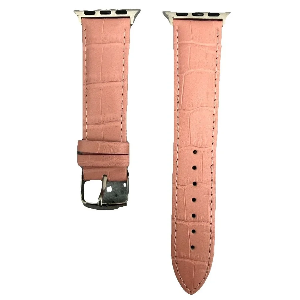 unbranded Unisex's Genuine Leather  Smartwatch Watch Band Pink Size 38-40 MM New